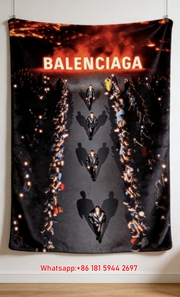 Balenciaga Runway Flannel Throw Blanket for Sofa and Wall Decor BA302